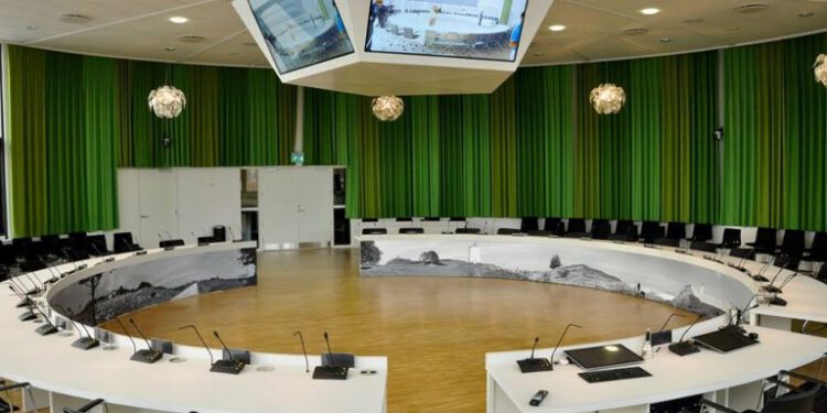Byrådssalen i Hjørring Kommune.
