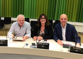 Den konservative byrådsgruppe med Mette Jensen mellem Kim Bach og Per Møller. Foto: Arkiv.