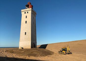 Stabilgrusset vil blive dækket af det omkringliggende sand i løbet af en måneds tid. Foto: Per Frank Paulsen.