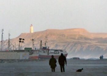 Udsigt fra Løkken mod Nr. Rubjerg og Rubjerg Knude. Foto: VisitNordvestkysten.