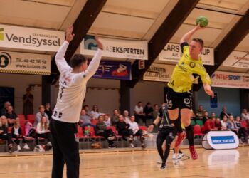 Christian Lykke Jensen, anfører og normalt venstre wing, tog et stort ansvar som playmaker for Elitesport Vendsyssel. Foto: Kristian Hedegaard.