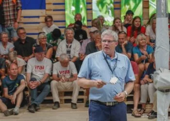 Borgmester Arne Boelt (S) ved Naturmødet i 2018. Foto (arkiv): Jens Kranen.