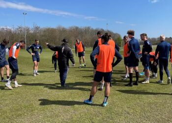 Spillerne i Vendsyssel FF var torsdag samlet på træningsanlægget i Vrå. Foto: Mogens Jørgensen.