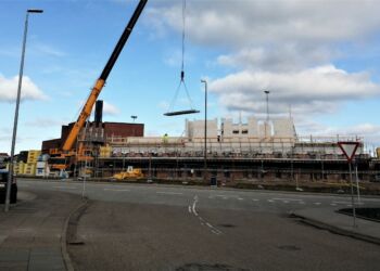 Byggeriet af nyt lægehus skrider frem i Hirtshals. Foto: Kasper Nielsen.