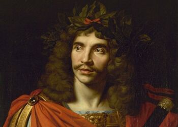 Maleri af Moliere i rollen som Julius Cæsar i et andet teaterstykke, malet af Nicolas Mignard i 1658. Foto: Wikipedia.