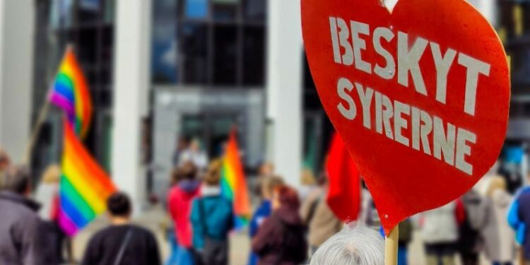 Demonstration i Hjørring til støtte for flygtninge fra Syrien. Foto: Arkiv.
