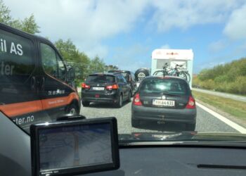 Færgekø ved Hirtshals. Foto: Arkiv.