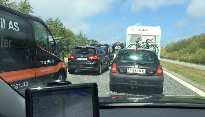 Færgekø ved Hirtshals. Foto: Arkiv.