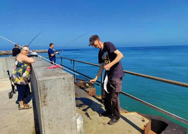 Makrelfiskeri fra molehovedet i Hirtshals. Foto (arkiv): Elling.