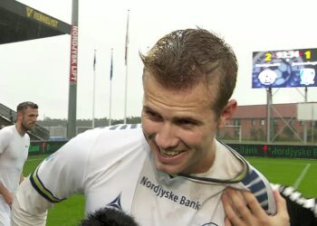 Lasse Steffensen efter kampen for Vendsyssel FF. Foto: TV2 Nord.