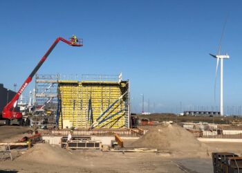 Biomega er i gang med byggeriet på Hirtshals Havn. Foto (arkiv): Biomega.