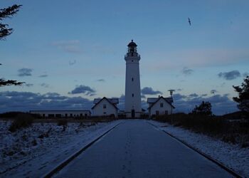 Sne ved Hirtshals Fyr. Foto: Arkiv.
