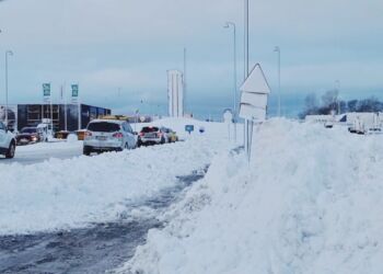 Masser af sne også for et år siden i Hjørring. Foto: Presse-fotos.dk.