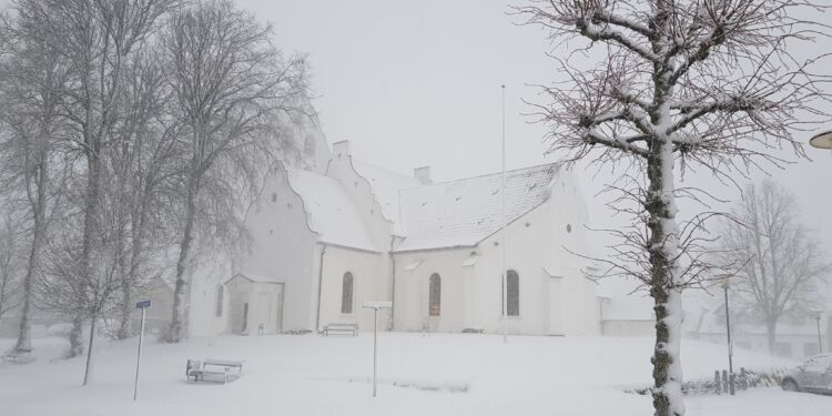Vinter ved Sct. Catharinæ Kirke i Hjørring. Foto: VHM.