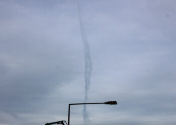 Hurtigt opstod og forsvandt skypumpen her ved Hirtshals. Foto: Presse-fotos.dk.