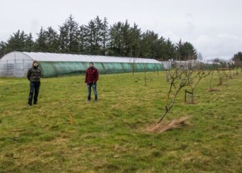 Jesper og Mads lige midt i det, der er tænkt som en sø  med tilhørende vandløb...