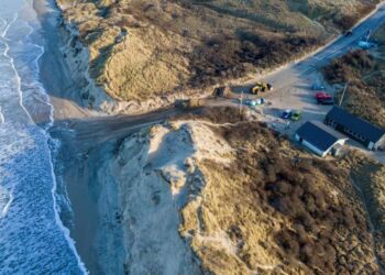 Nedkørslen til Tversted Strand umiddelbart efter stormen Malik. Foto: Henning Larsen.