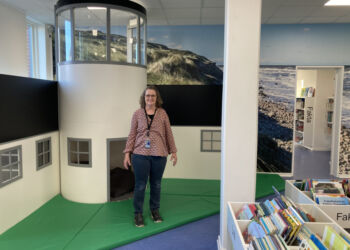 Randy ved fyrtårnet på Hirtshals Bibliotek.