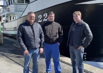 Brian Sørensen, Henrik Terpet og Christian Pilegaard regner med, at afgifterne vil koste omkring 1,8 millioner om året for hvert af deres skibe.
Foto: Laura Winther Møller.