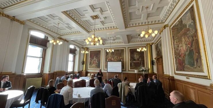 Edinburgh City Chambers i Edinburgh, hvor vores møder fandt sted i The European Room.