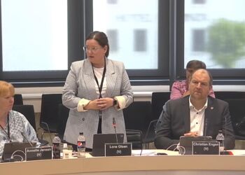 Lone Olsen fra Venstre har ordet ved et byrådsmøde i Hjørring Kommune.