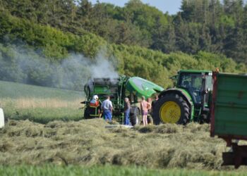 Brand i en ballepresser. Foto (arkiv): Presse-fotos.dk.