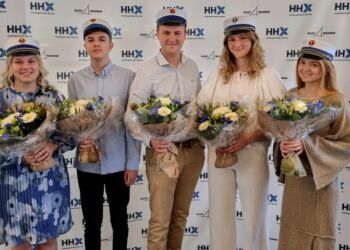 Hhx fra venstre er det Mille Rysholt Lerbjerg, Benjamin Green Lynggaard Jensen,, Mikkel Nørgaard Jensen, Josefine Mørch Mølgaard og Caroline Borregaard Eriksen.
