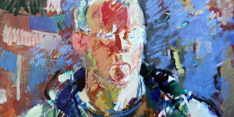 Den nu afdøde forlægger Erik Fey portrætteret af Torbjørn Olsen i 2005. Privateje.