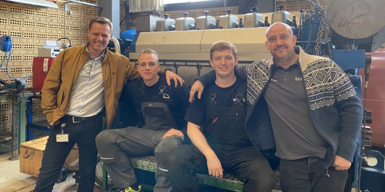 Fra venstre er det Morten V. Pedersen og Joachim Himmelstrup fra MAN Energy Solutions,
Magnus S. Lassen og Thomas Diget fra EnTech Marine.