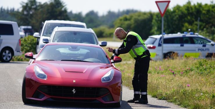 Politirazzia udenfor Skagen. Foto (arkiv): Presse-fotos.dk.