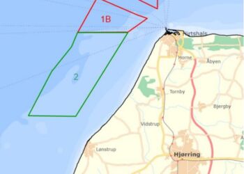 Det første havvindmølleprojekt ”Havvindmøllepark ved Hirtshals Havn”, som består af to delområder” er
vist med rød streg.
Det andet havvindmølleprojekt ”Havvindmøllepark ved Hirtshals Havn Syd”, som består af et område, er vist
med grøn streg.
