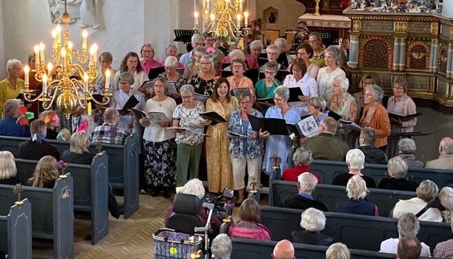 Hjørringkoret ved en tidligere koncert i en anden kirke. Foto: Privat.