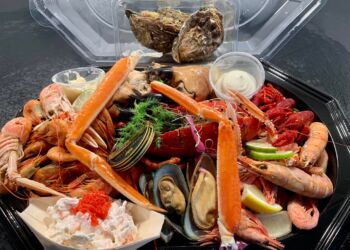 Skaldyrstapas fra Fisk er Godt på Nørregade i Hjørring.