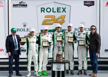 Michael Christensen på Daytona Podium 2017 Photo Porsche.