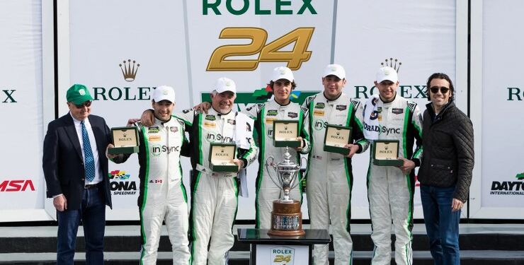 Michael Christensen på Daytona Podium 2017 Photo Porsche.