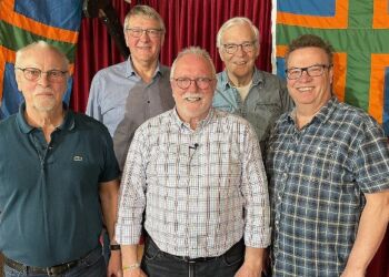 Schwåmpis Venner bestod indtil opløsningen i 2019 af Jens Ole Jensen, Finn Bjerning, Lasse Hansen, Ebbe Dissing og Henrik Nellemann.
Foto: Michael Guldbrandt.