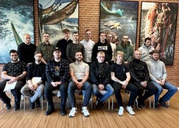 Færdiguddannede fiskere fra Fiskeriskolen.