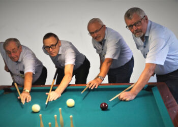 Old boys hold 2: Jens Dalsgaard,                                                     Villy Hansen, Kjeld H. Jensen og                                                       Gunnar Muhlig.