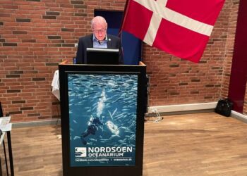Formand Niels Kr. Nielsen aflægger beretning ved generalforsamlingen hos Hirtshals Fiskeriforening. Foto: Niels Chr. Jakobsen.