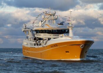 Rederiets nye HG 333 Isafold anløber Hirtshals Havn. Foto (arkiv): Preben Andersen.