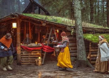 Vikingestemning i Yxengaard. Foto: Inge Møller.