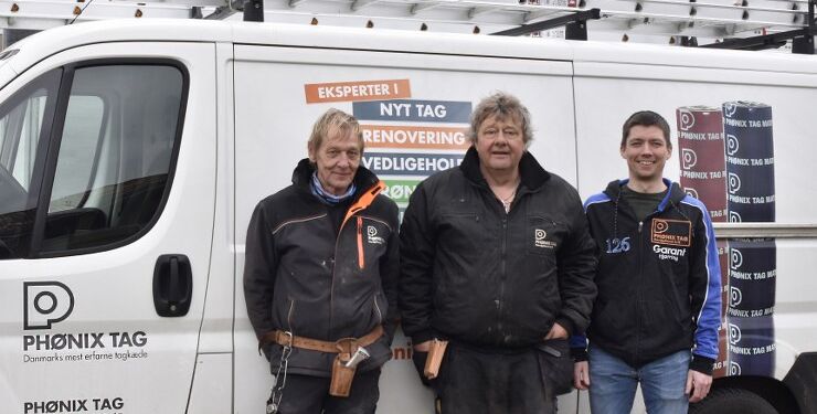 Finn og Jan fra Phønix Tag Nordjylland i Hjørring med Steffen Lindgren Hansen.