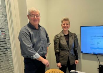 Jens Buje og Susanne Kassow Haastrup hos Nordjyske Bank i Hjørring. Foto: Niels Skipper.