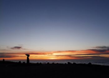 Fowli i solnedgang på Leret. Foto: Preben Andersen.