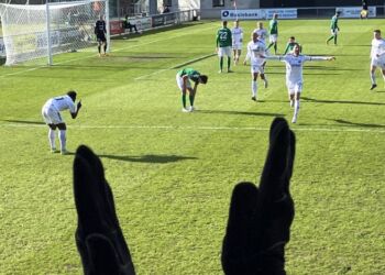 Ali har scoret, og jublen er stor på Nord Energi Arena. Foto: Palle W. Nielsen