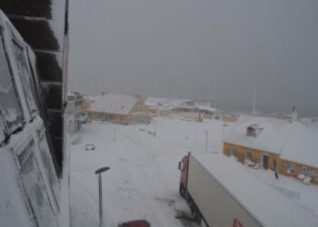 Snestorm i Hirtshals. Foto: Arkiv.