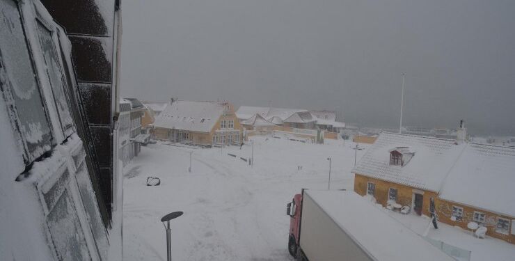 Snestorm i Hirtshals. Foto: Arkiv.