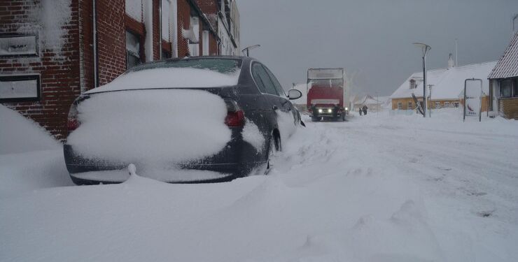 Snevejr i Hirtshals. Foto (arkiv): Presse-fotos.dk.