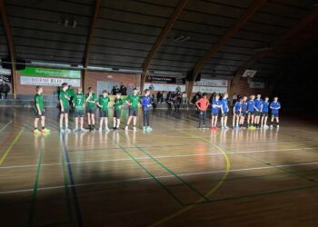 Præsentation af hver spiller før dagens håndboldkampe. Foto: Niels Chr. Jakobsen.
