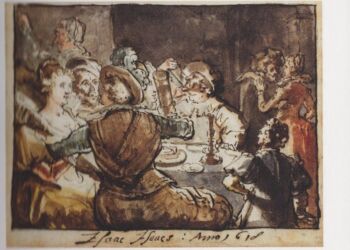 Drikkescene fra 1618. Foto: VHM.